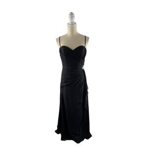 Val Stefani Long Chiffon Black Formal Dress With Draped Bodice. Womens Size 4